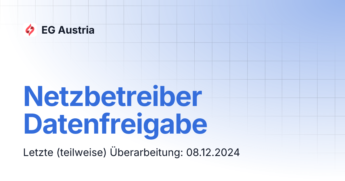 Netzbetreiber Datenfreigabe EG Austria